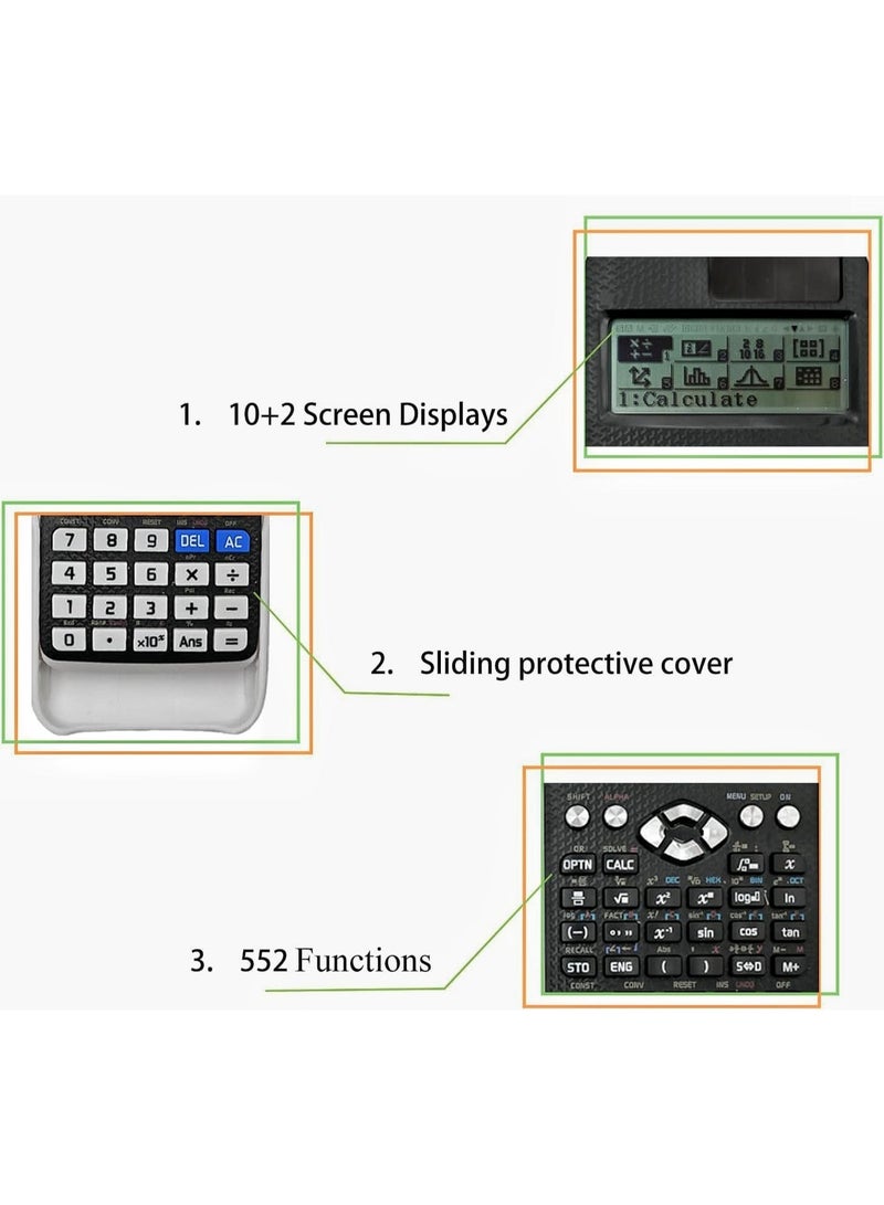 Scientific Calculator, 552 Functions Scientific Calculator, 10+2 Digits Written Display Calculators, Portable Calculators for Students, Teachers, Business, School, Office (Black) - Image 4